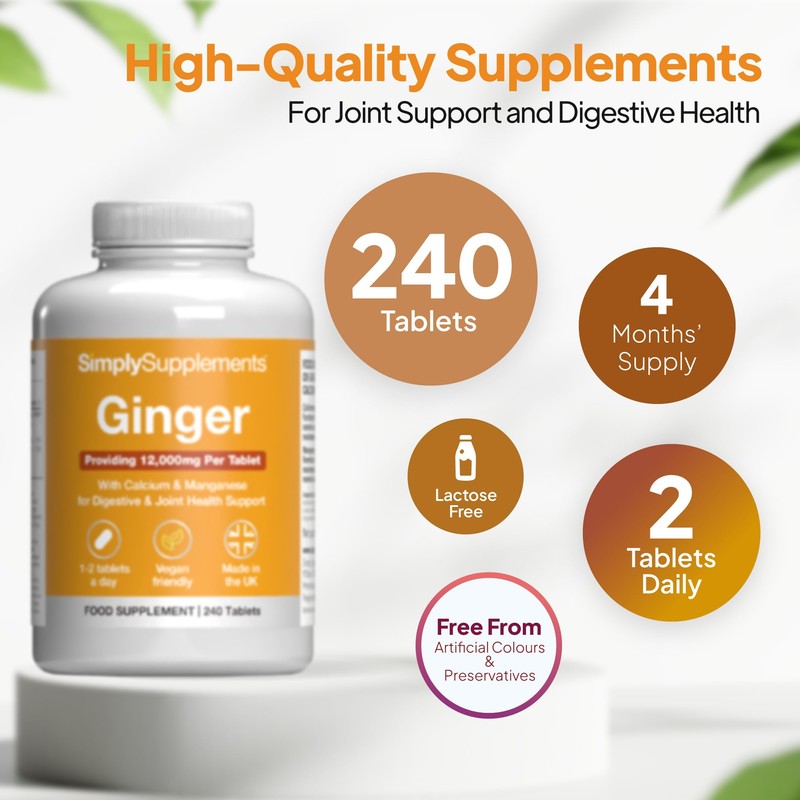 Ginger Tablets | Supports Joints, Bones & Energy | with