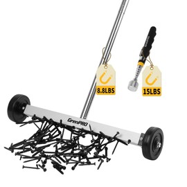 GRENPRO Magnetic Sweeper 2-Pack : Heavy Duty Nail Magnet Roller with Telescoping Handle 8.8LB Capacity for Workshop Garage Yard Construction Cleanup