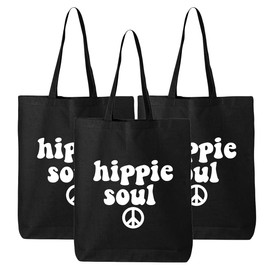 Tees & Tails Hippie Soul Canvas Multipurpose Tote Bag Reusable All-Natural Gift Bag With Gusset (3 Count)
