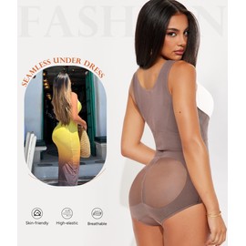 REDPAI Body Shaper Tummy Control Shapewear Bodysuit for Women Snatched Waist Trainer Butt Lift Faja Body Suit(X-Large,Purple)