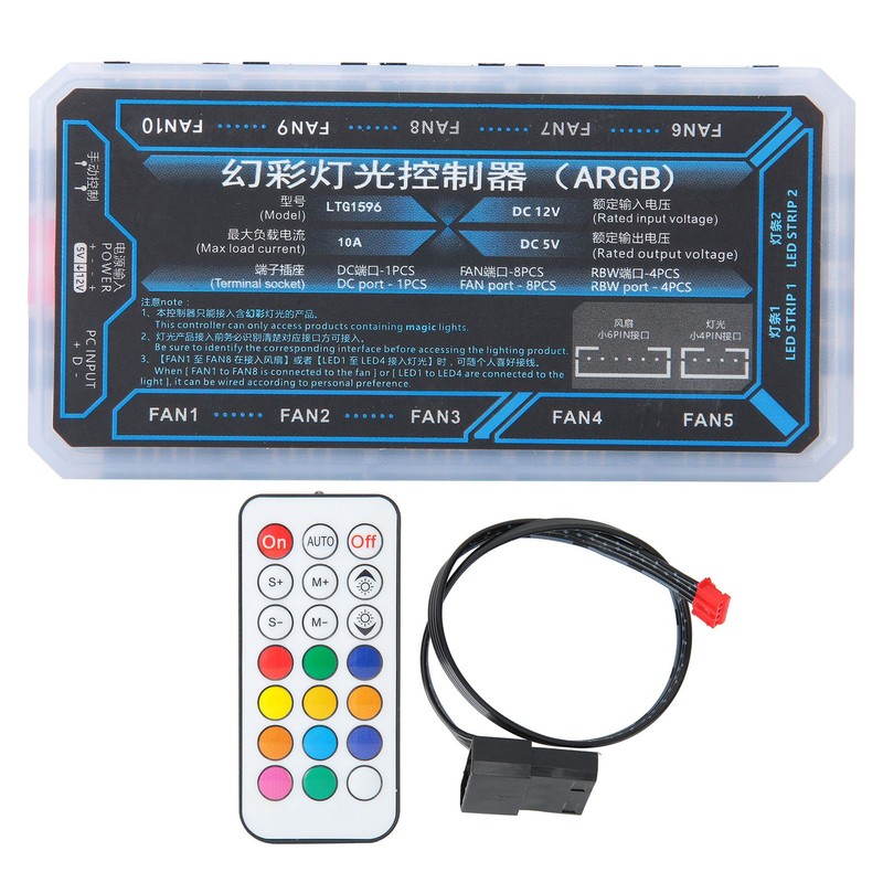 Fan Hub Computer Cooler System PH2.0 4‑Pin LED1‑LED2 FAN1‑FAN10 5V