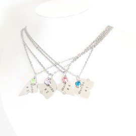 Ximerinf Weirdo 1 Weirdo 2 Weirdo 3 Weirdo 4 Necklace Heart Bff Necklace for 4 Best Friend Necklaces for 3 Sister Friendship Stainless Steel Jewelry, Stainless Steel, Cubic Zirconia