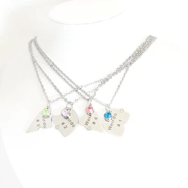 Ximerinf Weirdo 1 Weirdo 2 Weirdo 3 Weirdo 4 Necklace Heart Bff Necklace for 4 Best Friend Necklaces for 3 Sister Friendship Stainless Steel Jewelry, Stainless Steel, Cubic Zirconia