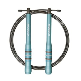 Speed Jump Rope, Turquoise Aluminum Alloy Handles with PVC Steel Wire, 17cm Handle, 118-Inch Adjustable Rope, 360-Degree Rotation, Anti-Slip Grip for 