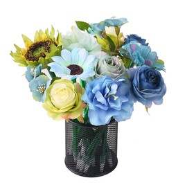 Flower Pens:Leery Mixed Blue Rose Ballpoint Pens,16 Pieces Valentine's Day Plush Rose Pens for Birthday Party Wedding Mother Girlfriend Wife Office Supplies