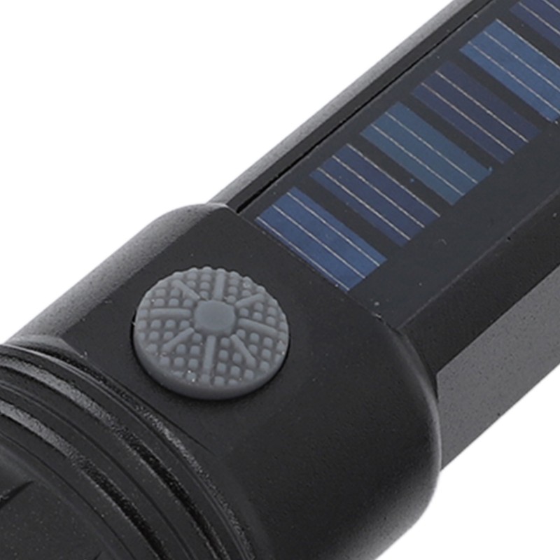 LED Flashlight Zoomable 3 Light Modes USB Or Solar Charge