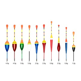 Fishing Float Floats Set of 10 for Predatory and Coarse Fish, Suitable for River, Pond and Stream