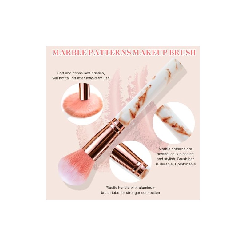 Marble Makeup Brushes Set 12 PCS with 2 Blending Sponges