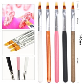 KAAGEE 5pcs Ombre Nail Brush Nail Paint Pen for Lace Line Gradient Color Ombre Brush for Gel Nails Wood Nail Art Brushes Nail Design Brushes Acrylic Nail Polish Tools Nail Accessories