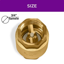 Brass Check Valve 3/4" NPT Thread Female One Way Backflow Preventer Check Valves 0,75 inch Brass Float Reinforced 3/4 inch Float Brass One Way Check Valve For Plumbing Water Boiler Heating System