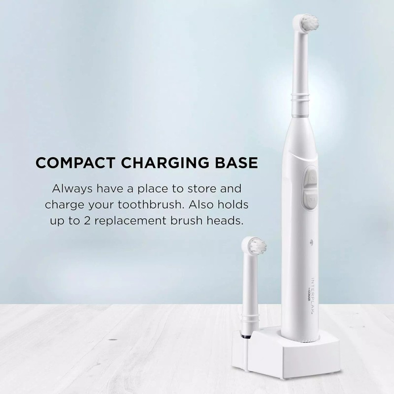 Interplak Opticlean Power Plaque Remover Rechargeable Toothbrush 2 Brush Heads