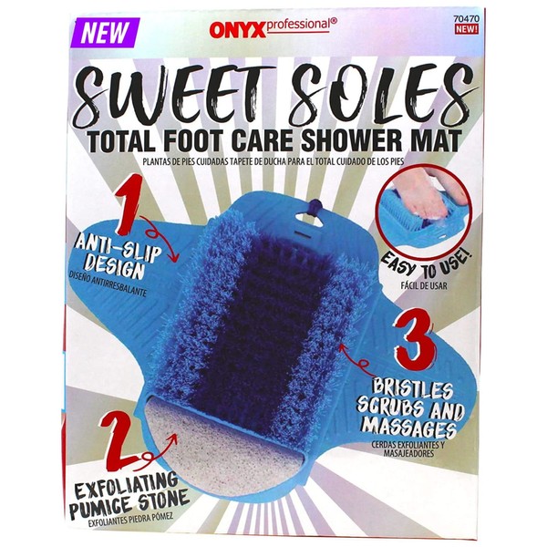 Pumice Stone Foot Scrubber Shower Mat - Anti-Slip Suction Cup Design for Foot Care – Dead Skin Remover, Foot Exfoliator, Callus Remover for Baby Soft Feet by Onyx Professional