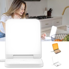 MicroENE Light Therapy Lamp, Daylight Lamp with 2 Color Temperature of White & Gold, Bright 11000 Lux Energy Booster, Warm Sunset 2000K in Bedroom,110-240v Portable Natural Light for Office, Travel