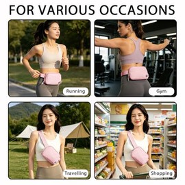 Bolsas cruzadas para mujer, riñonera con correa ajustable, impermeable en todas partes para entrenamiento, correr, viajes, senderismo, Rosa