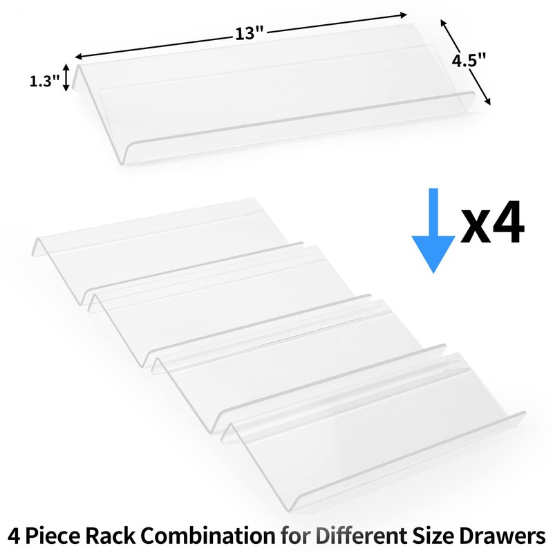 Clear Acrylic Spice Drawer Organizer, 4 Tier Seasoning Jars Drawers