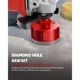 DAYDOOR Diamond Hole Saw Kit, 13-Piece Tile Hole Saw Kit 1/4" 5/16" 4/5" 1" 1-3/8" 2" 3" 4",Vacuum Brazed Core Drill Bits for Porcelain Tile, Granite, Marble, Stone(Red)