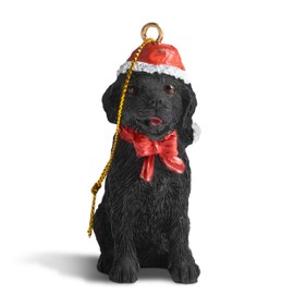 Dog Figurine Christmas Ornaments with Santa Hats (Black Lab)