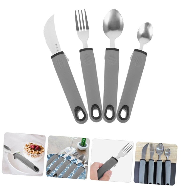 Ipetboom 1 Set Adaptive Tableware for Elderly Portable Slip Utensils