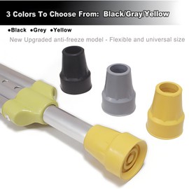 Gfertre Crutch Tips,Winter Frost and Slip Prevention, Replacement Rubber Cane Tips with Metal Washer for Support,Stretchy Universal Size 3/4 Inch to 7/8 Inch,5PCS,Yellow