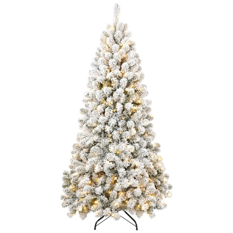 Makeatree 6 FT Prelit Snow Flocked Artificial Christmas Tree With