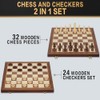 2 in 1 Magnetic Wooden Chess and Checkers Board Game