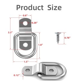 MEZOKUCEL 12Pcs Heavy Duty Steel D Rings Tie Down Anchors - Secure Your Bed, Furniture, and Cargo with Reliable Surface Mount D-Ring Hooks for Trailer,Trucks RV Camper Van Boats (12, Silver)