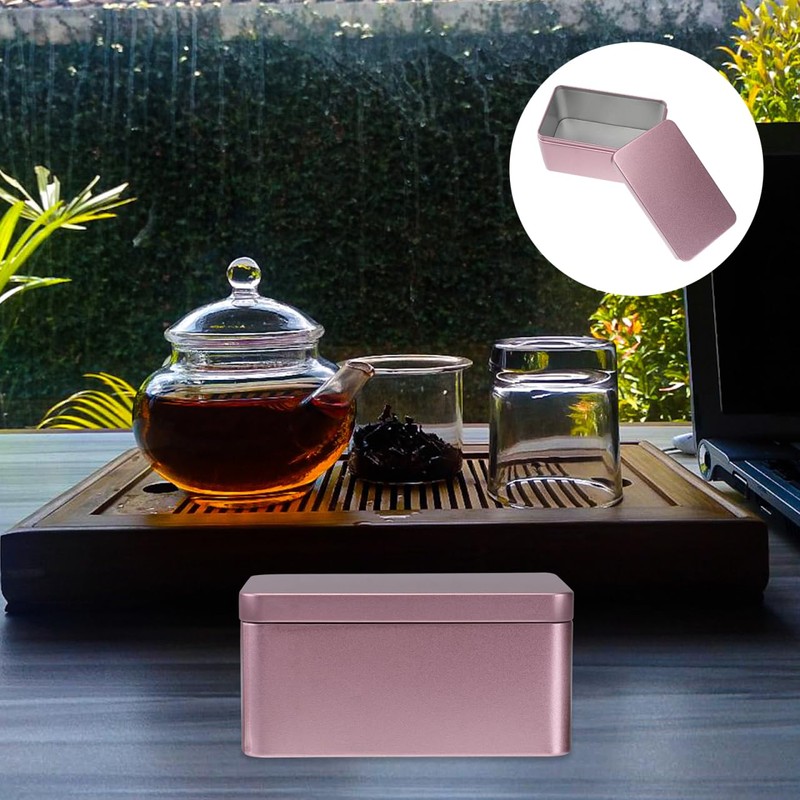 NUOBESTY - Contenedor rectangular de hojalata para alimentos con hojas