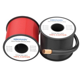 16 Gauge Wire 100% Copper Silicone Wire 50FT Black + 50FT Red, Flexible 16 AWG Stranded Electrical Wire for Automotive, Battery, UAV, Motor, Solar | Rated 600V 200℃