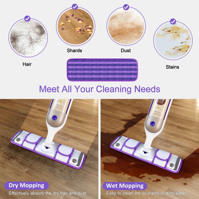 4 Pack Upgraded Reusable Mop Pads Compatible with Swiffer PowerMop,