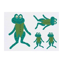 4 x 'Frog In His Waistcoat ' Temporary Tattoos - Water Resistant, Skin-Safe, Non-Toxic Transfers, Mixed Sizes (TO00079374)