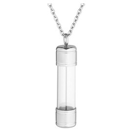 Zysta Stainless Steel Clear Acrylic Cylinder Container Tube Urn Ash Memorial Pendant Necklace Cremation Keepsake Locket Jewelry