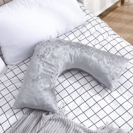 RKAAS HOME V Shaped Super Soft Luxurious Decorative Crushed Ice Velvet Cushion Cover (Cushion Cover Only - Pack of 1 - Silver Grey)