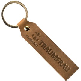 Anchor Point Key with Dream Woman Engraving – Woman – Made in Germany Full Leather Dark Brown