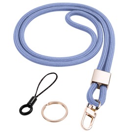 Vicloon Neck Lanyard with Metal Key Rings and Phone Ring Strap - Detachable Lanyards for ID Badge Holder and Keys (Purple)