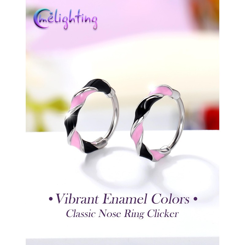 20G Twist Nose Ring Hoop Stainless Steel 316L Piercing Black