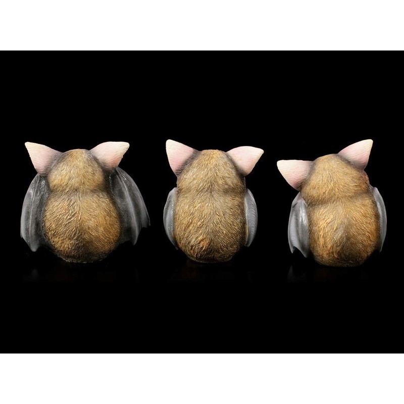 Three Wise Bat Figures - See Nothing, Hear Nothing, See