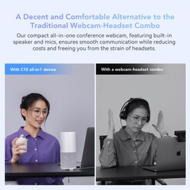 Nuroum Video Conference Webcam with Microphone and Speaker, C10 1080P Camera for Video Conferencing, Noise Reduction/90° FOV/3 m Range, USB Plug & Play Hands-Free Kit for PC Windows/Mac