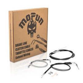 Mofun Clutch Cable & Throttle and Idle Cable Kit & Non-ABS Hydraulic Front Brake Line Compatible with Harley Softail Fat Boy Night Train Deuce 2000-2006, Fit 16"-18" Handlebar, Black