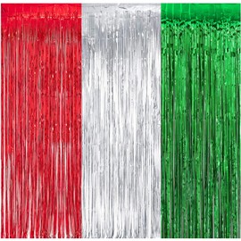 2 Pack Red and Blue Foil Fringe Curtains Photo Booth Prop Tinsel Streamer Backdrops Birthday Party Supplies Bachelorette Bridal Wedding Baby Shower Graduation Party Decorations 3.3 x 6.6 ft