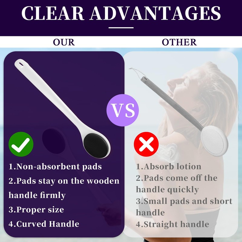 Lotion Applicator for Back - Long Handled Sponge for Easy