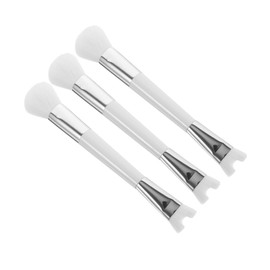 Healeved 3pcs Fluffy Blush Brush Set Dual Ended Soft Bristles for Highlighter U-shaped Nose Contour Versatile Makeup Tool for Women Portable Compact Design