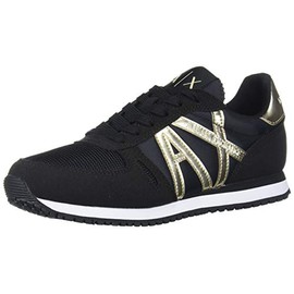Armani Exchange Women's Retro Running Trainers, Black and Gold