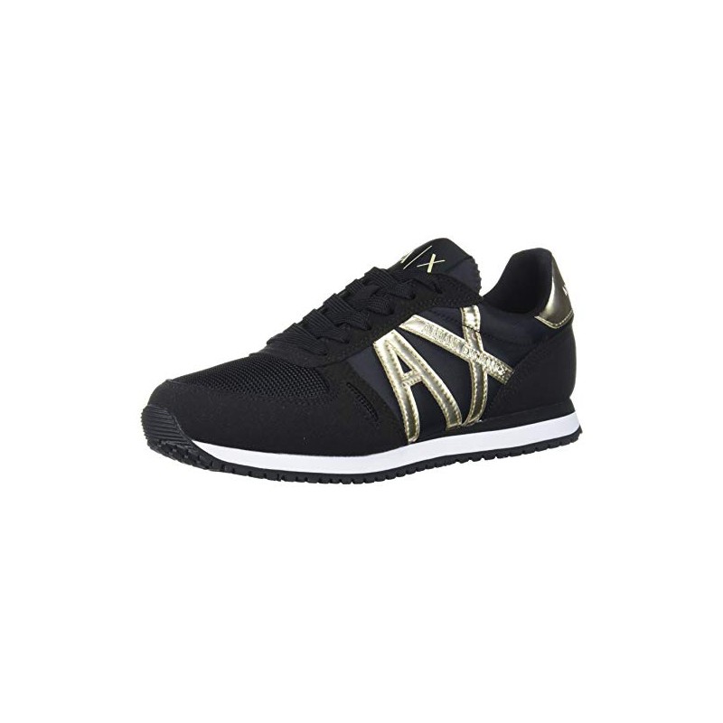 Armani Exchange Women's Retro Running Trainers, Black and Gold