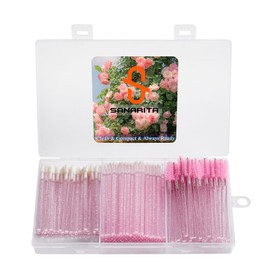 200PCS Disposable Eyelash Extension Kit with Case – Lash Spoolie Brushes, Micro Swabs, Mascara Wands, Lip Brushes for Eyelash Extensions, Tattoo, Lipstick Application(Crystal Pink)
