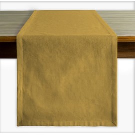 Calicot Table Runner 100% Cotton 14.5 Inch x 90 Inch Decorative Washable Tablerunner, Dining, Kitchen, Parties & Camping (Nugget Gold)