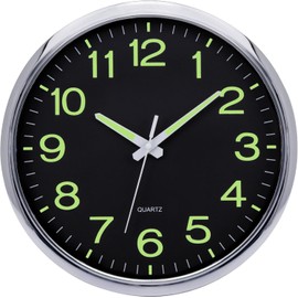 Warminn 12 inch Wall Clocks Glow In the Dark Clock Silent Wall Clock Non Ticking Night Lights Luminous Modern Vintage Outdoor Large Digital Clock for Kitchen Bedrooms Bathroom Living Room Garden Kids