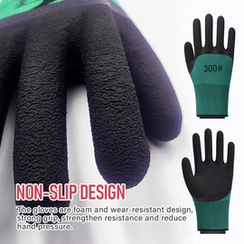 Safety garden gloves for men-Work Gloves with latex coated- Breathable rubber coated gardening gloves-Outdoor protective Working gloves large size (Green * 5 pairs)