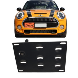 JGR No Drill Tow Eye Front Bumper Tow Hook License Plate Mount Bracket Holder Adapter Relocation Kit for Mini Cooper S Countryman Peaceman R60 R61 F55 F56 2014-present
