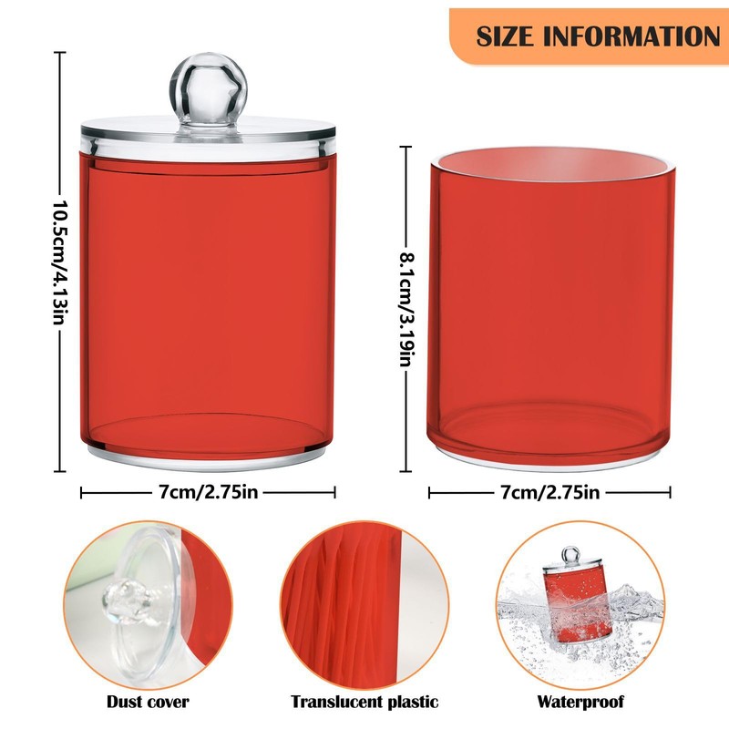 Zhirexin Orange-red Color 4PC Airtight Transparent Plastic Storage Jar, Food