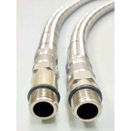 AK PAIR OF FLEXIBLE MONOBLOC TAP TAIL CONNECTOR WITH INBUILT ISOLATOR VALVE IN VARIOUS SIZES & LENGTH OPTIONS (FLEXI= M12 X 15MM+ISOLATOR VALVE X 300MM LENGTH)